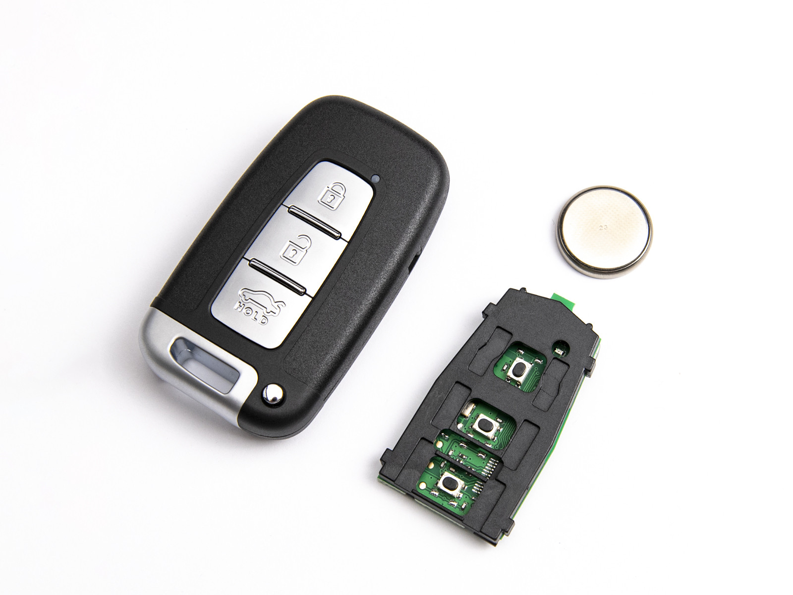 Custodia Chiave Auto Ontto In Pelle TPU Per Hyundai I30, Ix25, Elantra, Kona, Santa Fe - Argento - Protezione Antigraffio