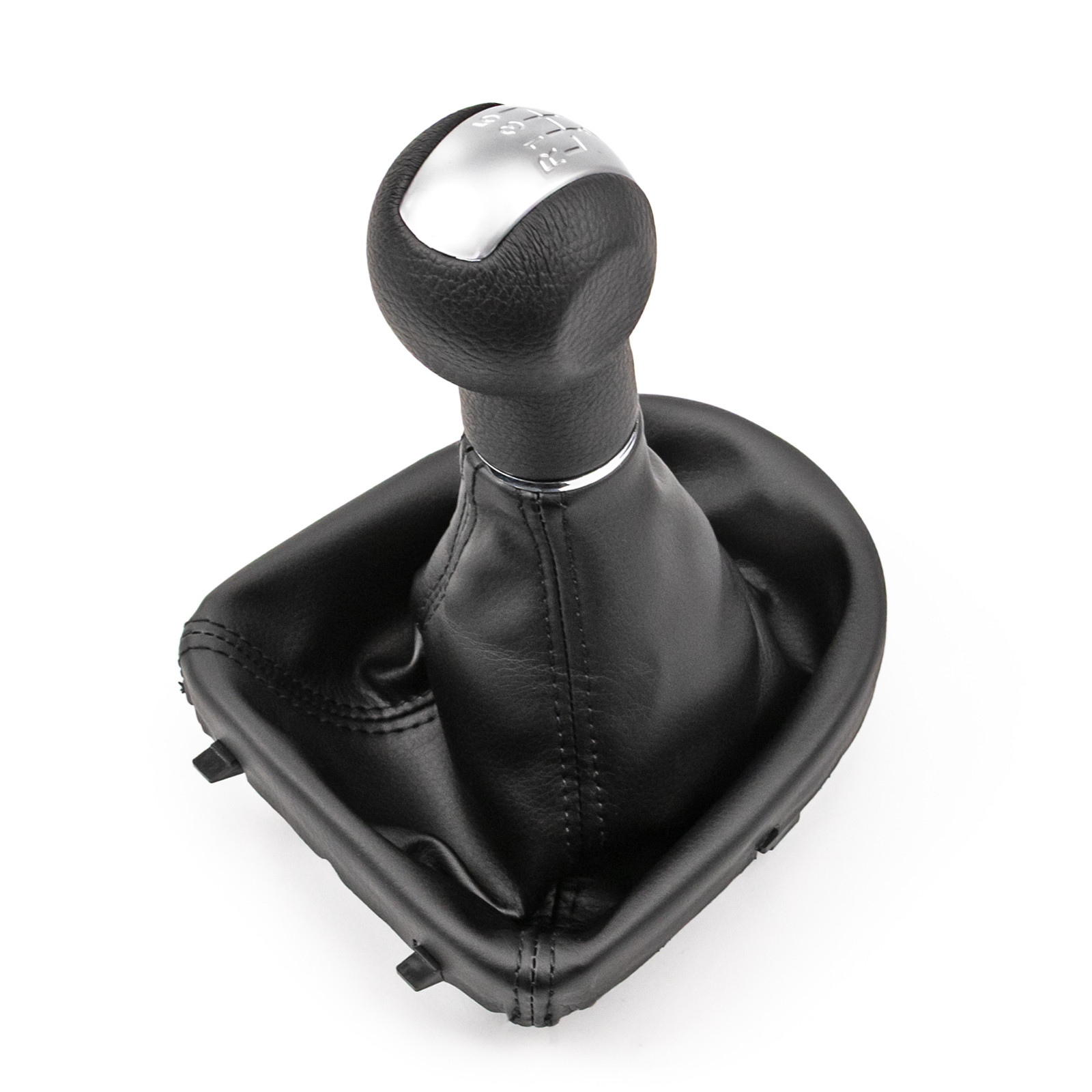 thumbnail image 2 of Genuine Black Leather Gear Knob With Red Stitching – For Seat Leon, Toledo, Altea (2006-2011) – L'Arte Pelle 2 of 4