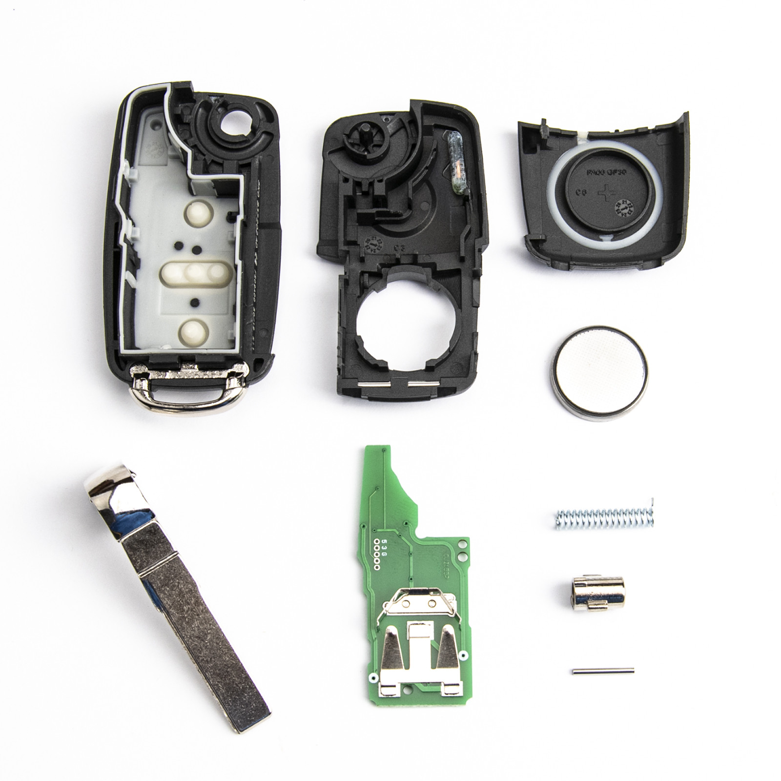 2 Custodi Telecomando Auto + 2 Lame Vergini HAA Per VW Seat Skoda - Alloggiamento Sostitutivo Fai Da Te, Senza Elettronica