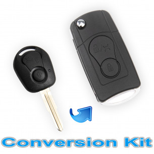 Ontto Custodia In Pelle Per Chiave Auto SsangYong (Kyron, Actyon, Korando, Tivoli) – 3 Tasti, Blu