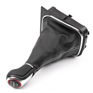 Gear Shift Knob With Boot For Volkswagen Jetta Golf V VI 5 Speed White Stitches