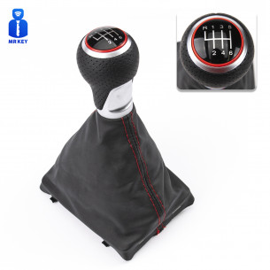 Leather Gear Shift Stick Knob 6 Speeds for Audi