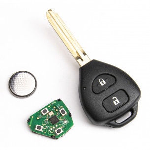 FOBTRONICS Smart 2 Button Remote Key Fob Case For Toyota Corolla Verso Prius - No Blade, Black (A42 Style)